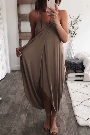 Chicindress Solid Color Knitted Loose And Irregular Maxi Dress(3 Colors)