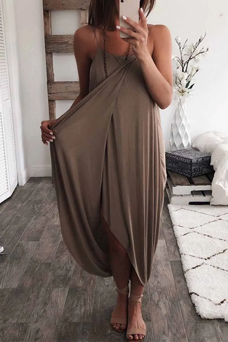 Chicindress Solid Color Knitted Loose And Irregular Maxi Dress(3 Colors)