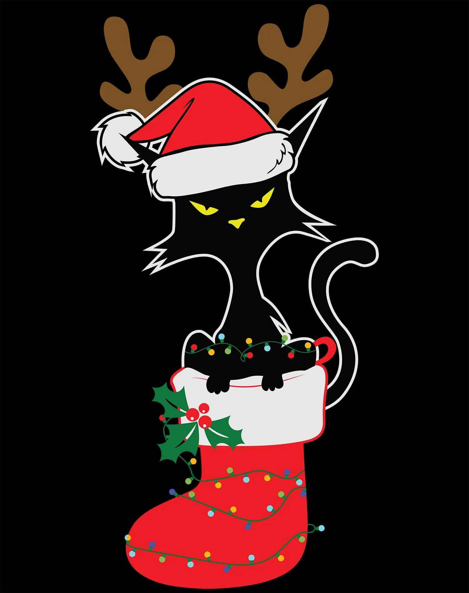 Christmas Cat Lover Santa Hat Stocking Vintage Fun Sweet Lol Unisex Sweatshirt