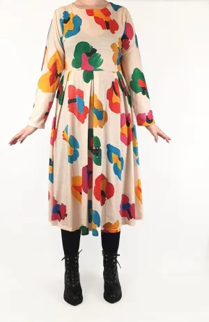 Colourful print long sleeve maxi dress size M