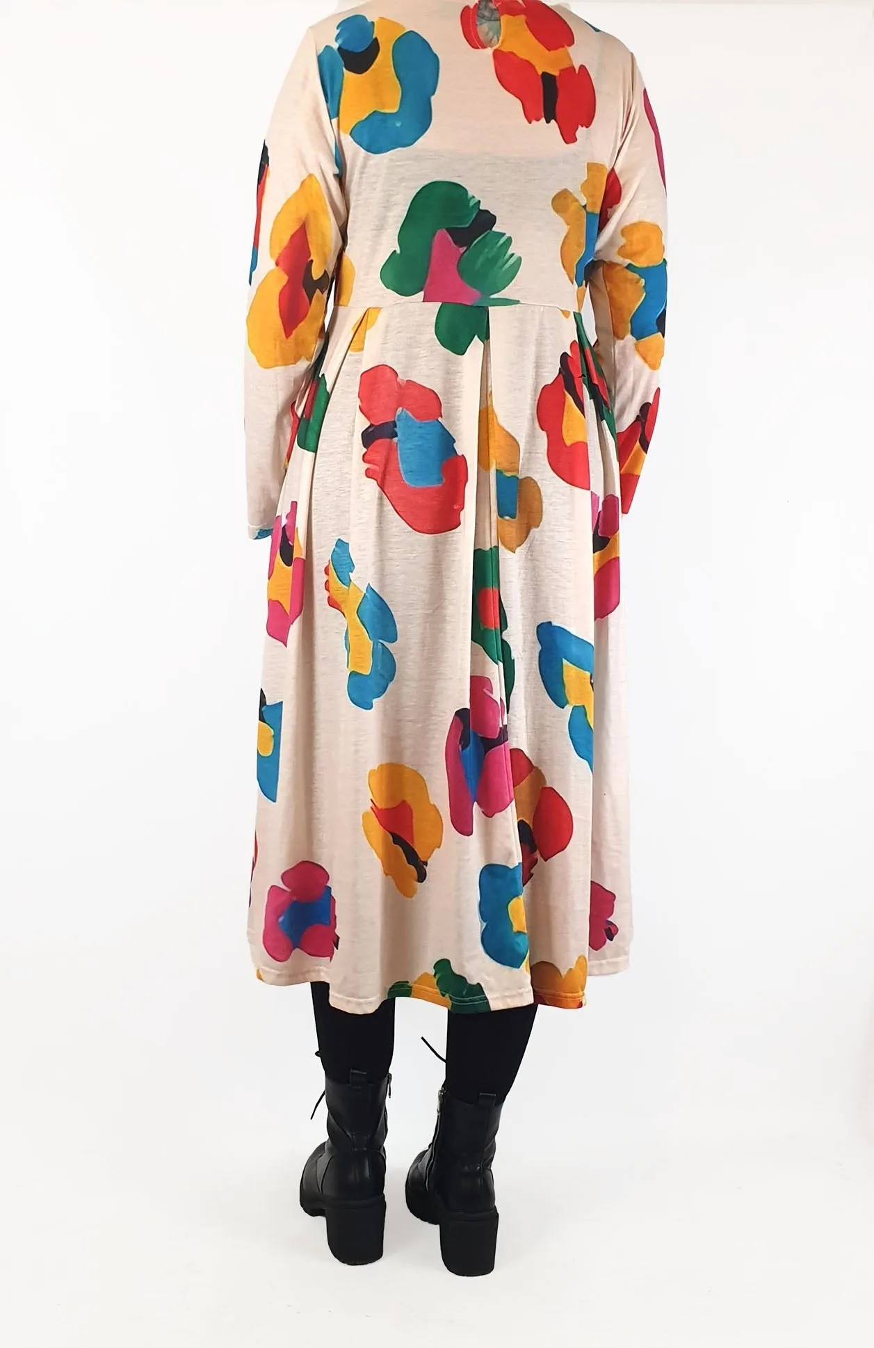 Colourful print long sleeve maxi dress size M