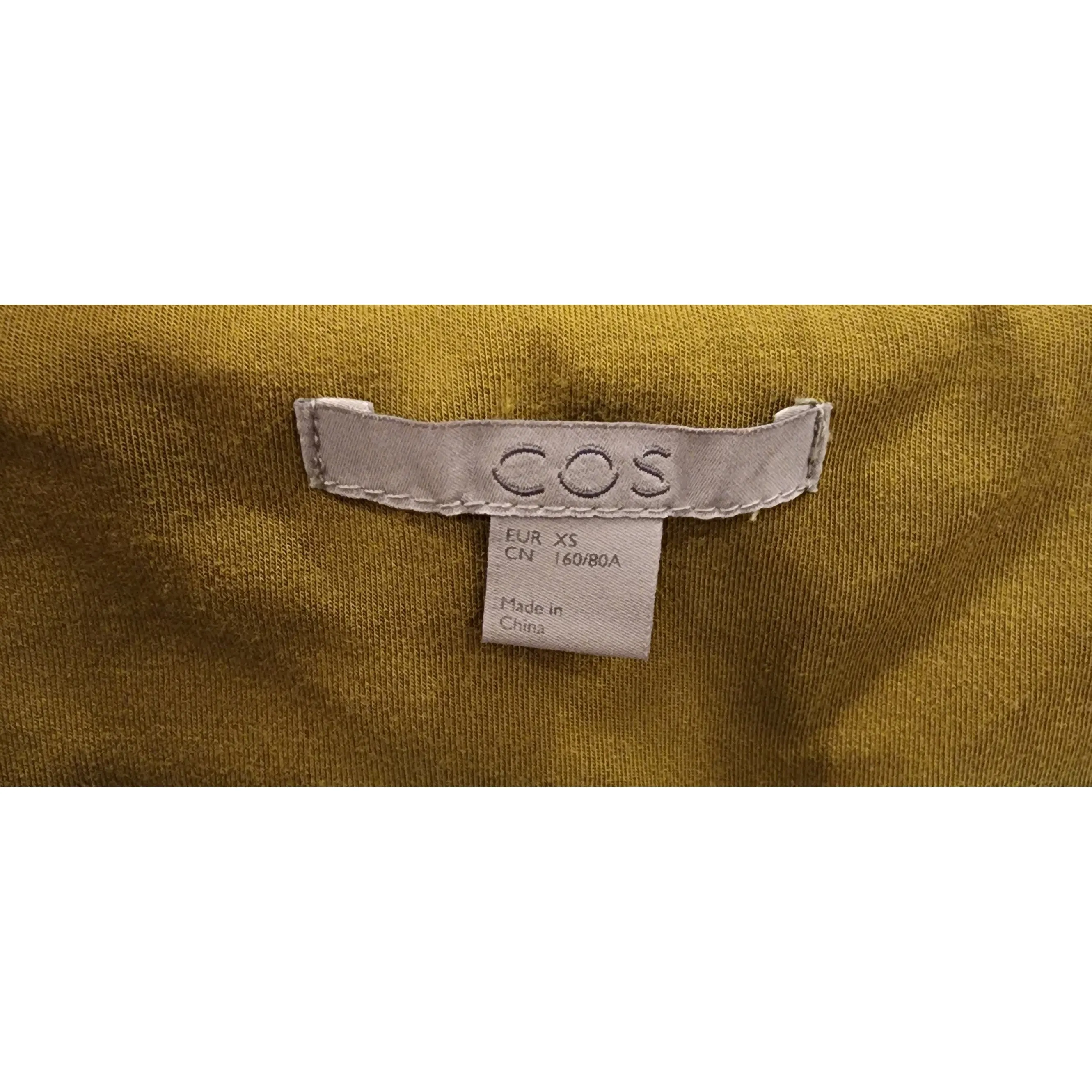 Cos olive green tee shirt style dress with 100% silk sleeves size XS (best fits size 6)