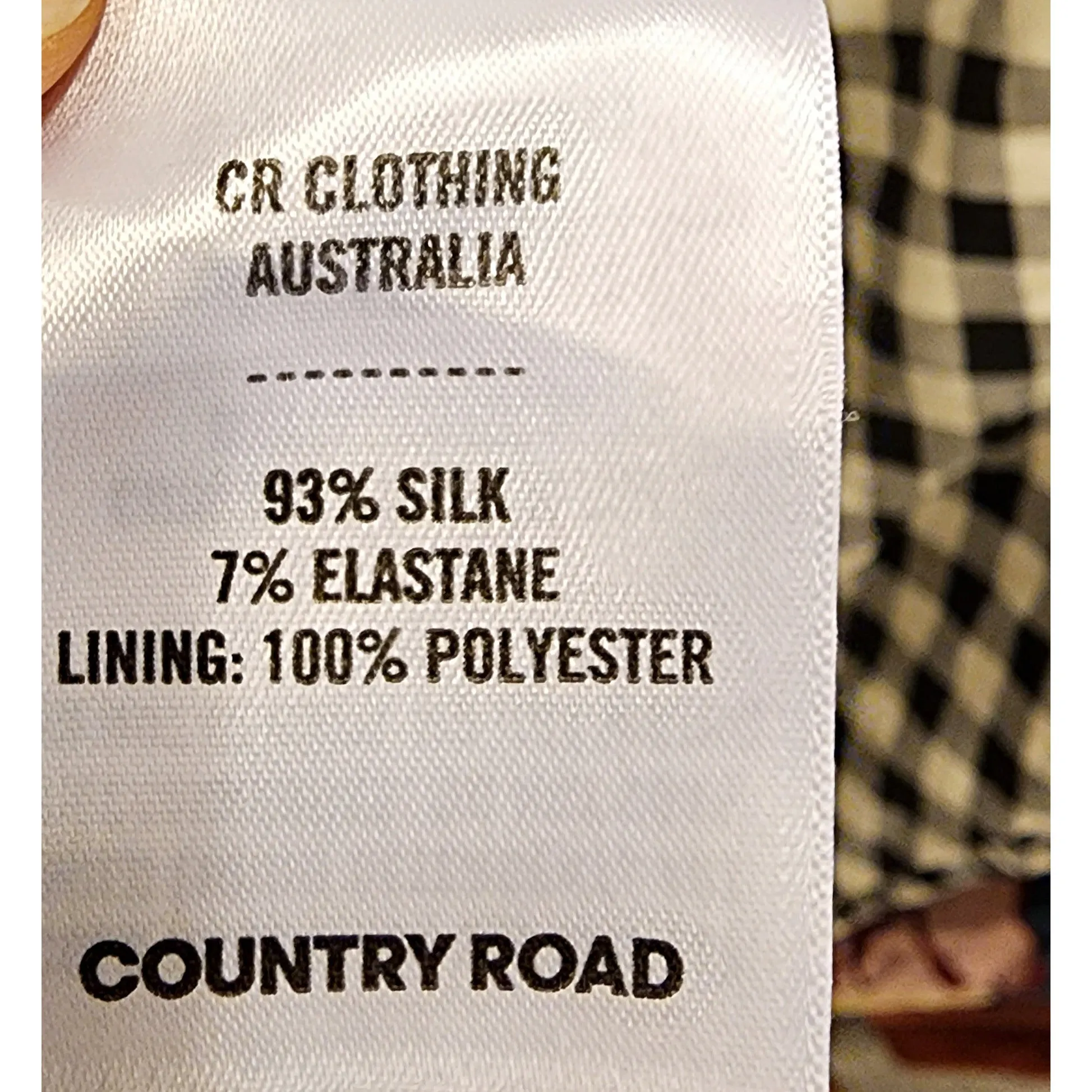 Country Road black and white gingham 93% silk 3/4 sleeve dress size 12
