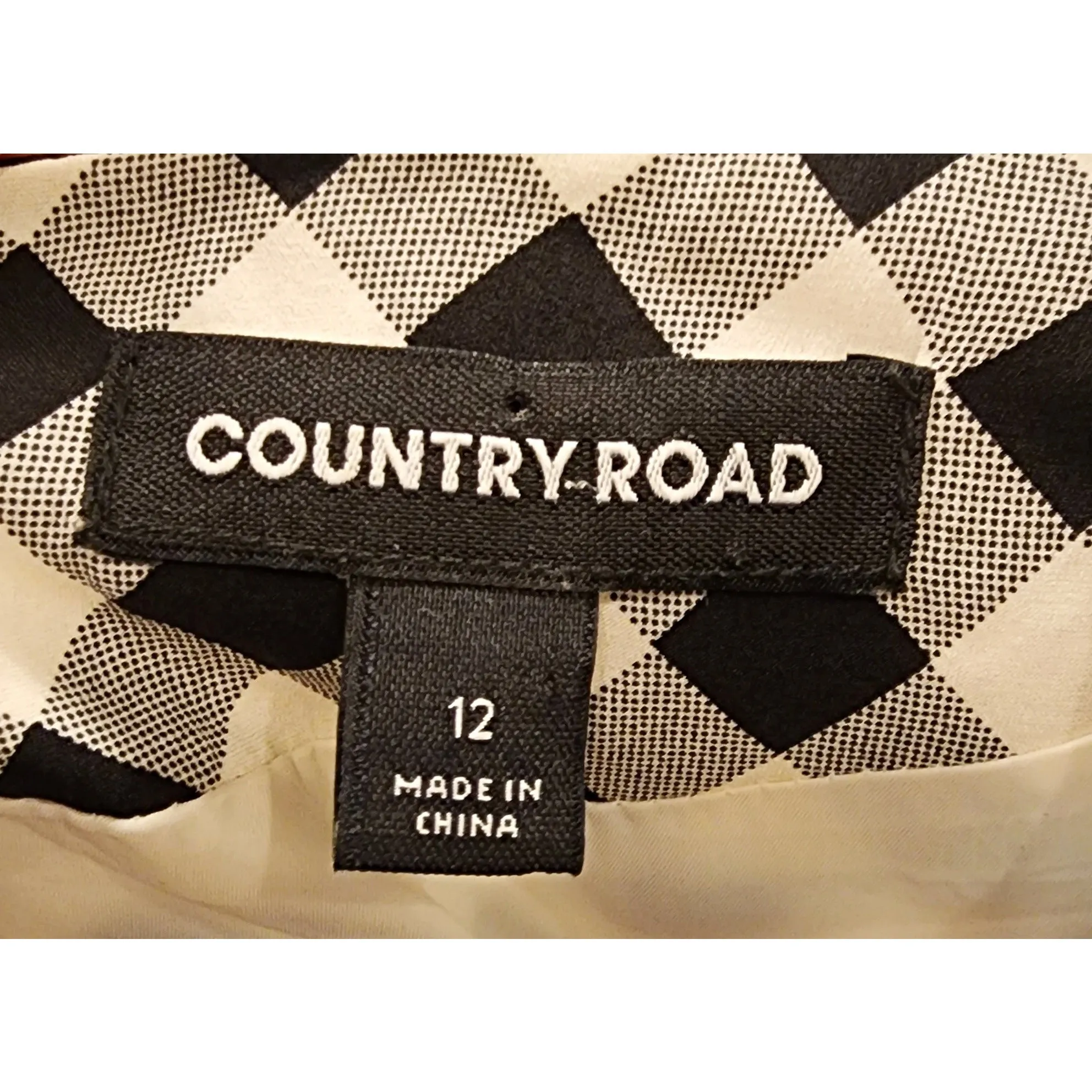 Country Road black and white gingham 93% silk 3/4 sleeve dress size 12