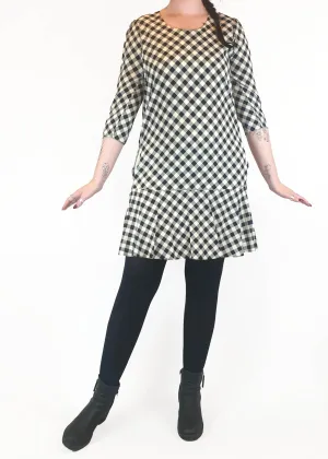 Country Road black and white gingham 93% silk 3/4 sleeve dress size 12