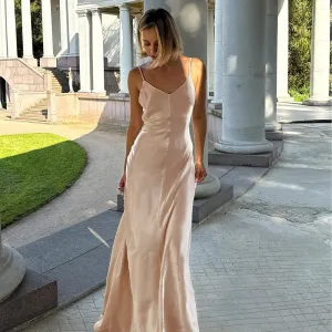 Cream Noodle Strap Maxi Dress