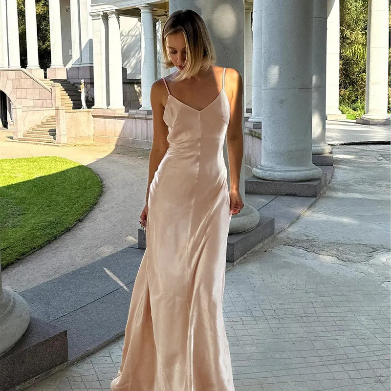 Cream Noodle Strap Maxi Dress