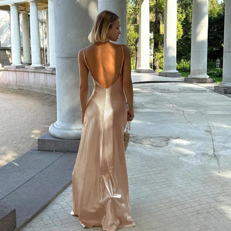 Cream Noodle Strap Maxi Dress