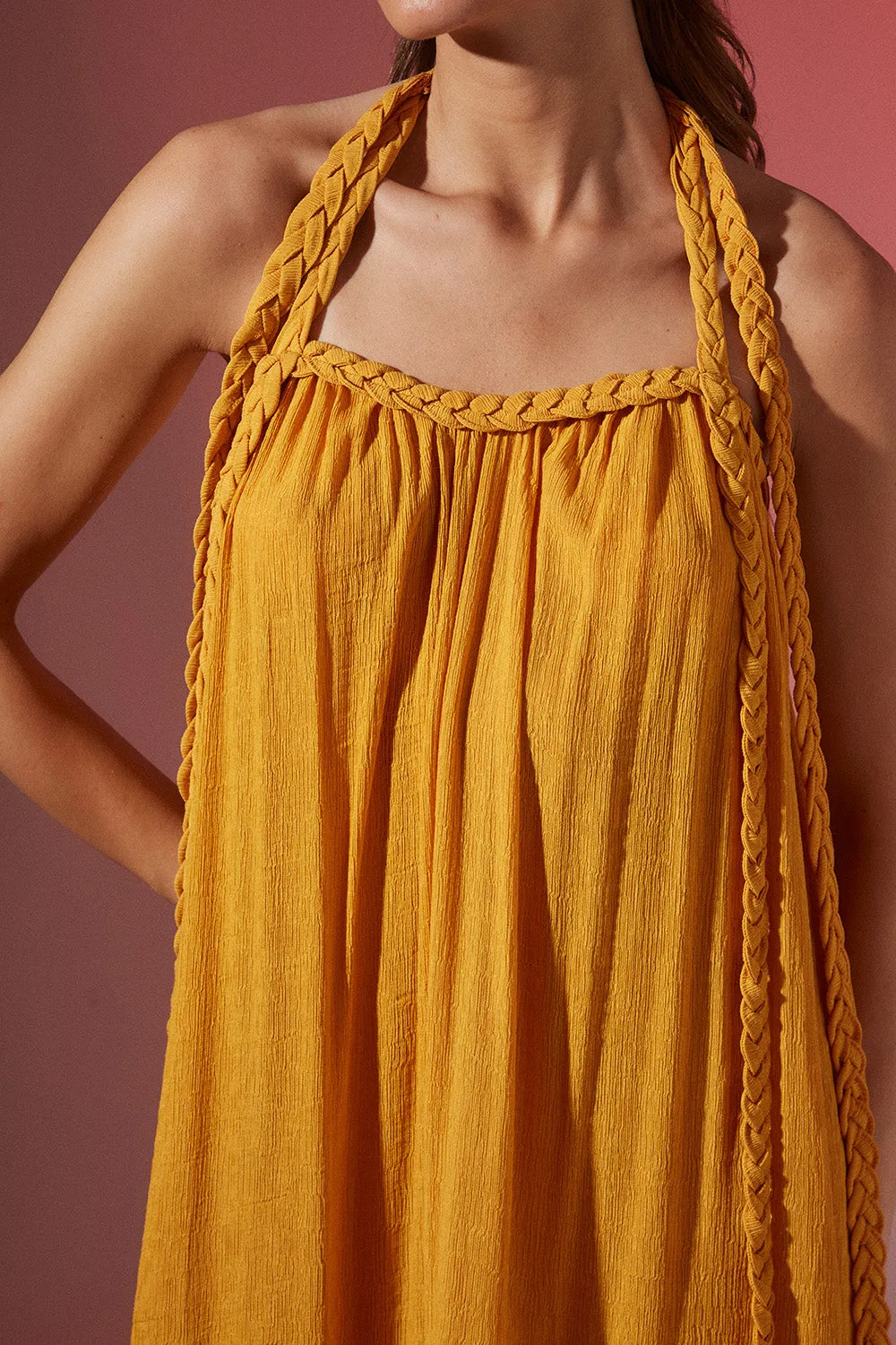 CRINKLE BRAIDED DRESS