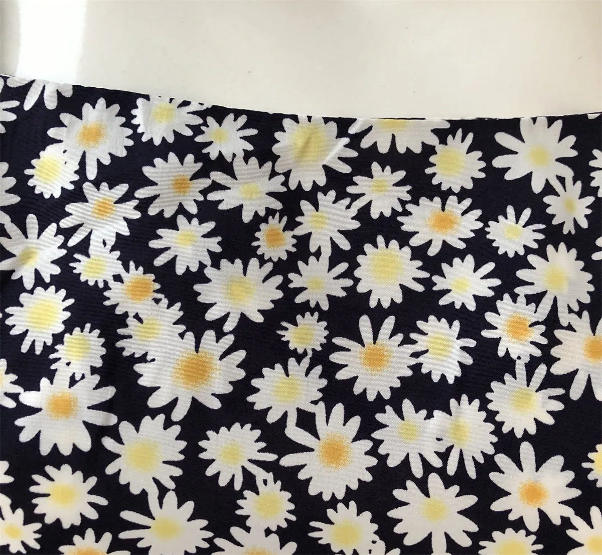 Daisy Print Lace Bow Tie Dress