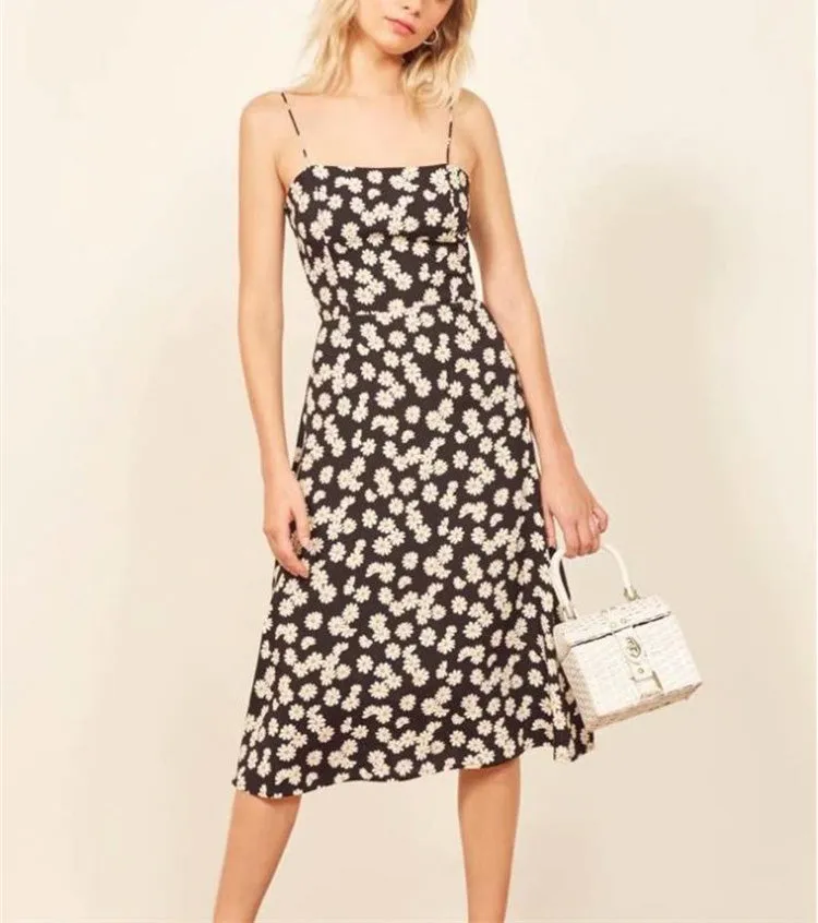 Daisy Print Lace Bow Tie Dress