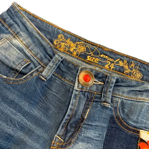 Desigual Womens jeans Aloha floral slim skinny size 24