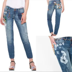 Desigual Womens jeans Aloha floral slim skinny size 24