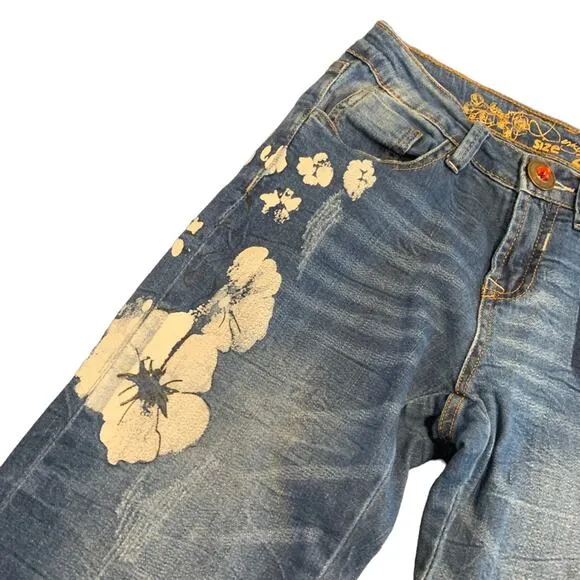 Desigual Womens jeans Aloha floral slim skinny size 24