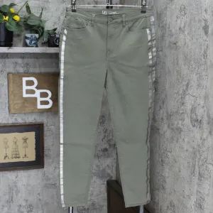 DG2 by Diane Gilman Virtual Stretch Metallic Side Stripe Skinny Jeans Olive 14T