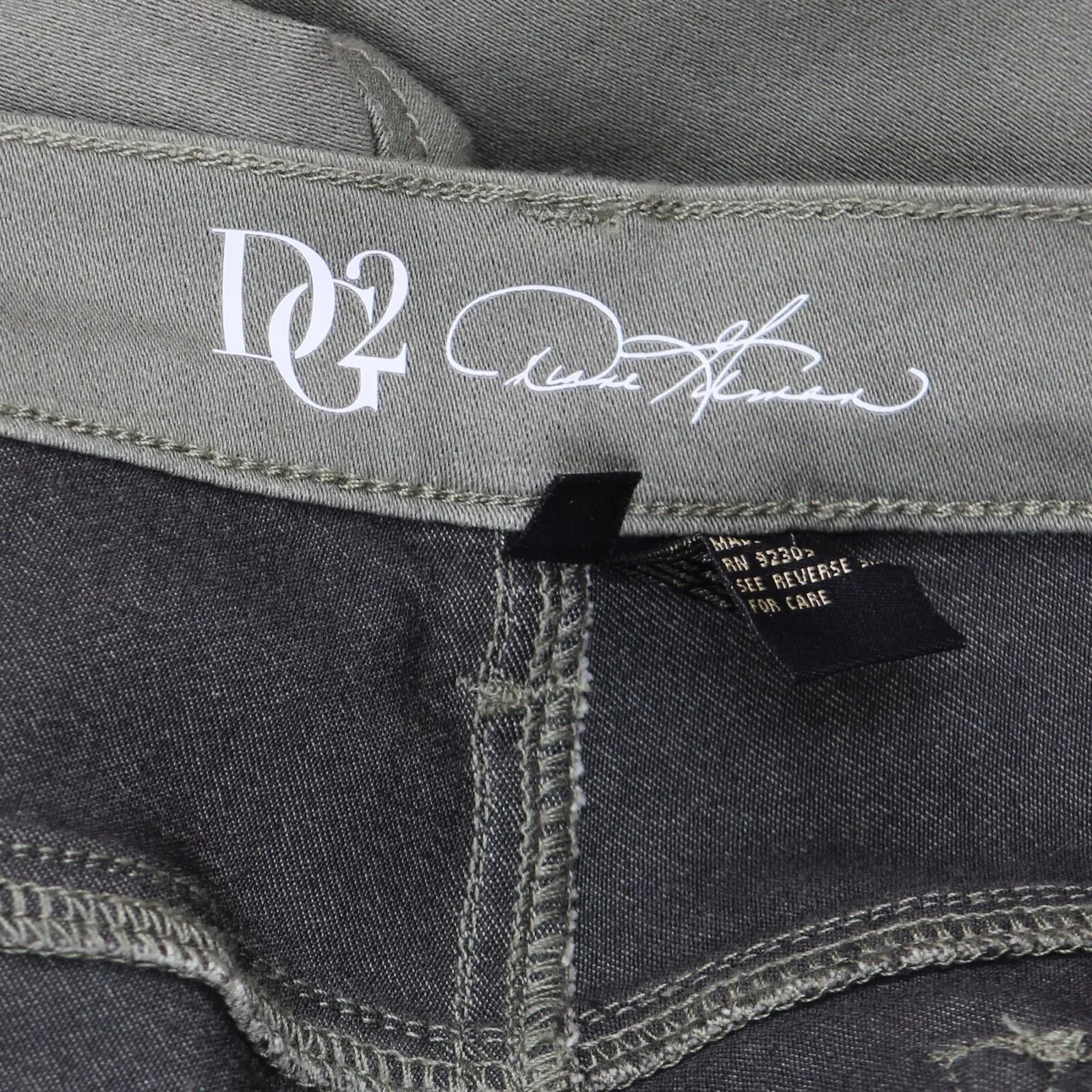 DG2 by Diane Gilman Virtual Stretch Metallic Side Stripe Skinny Jeans Olive 14T