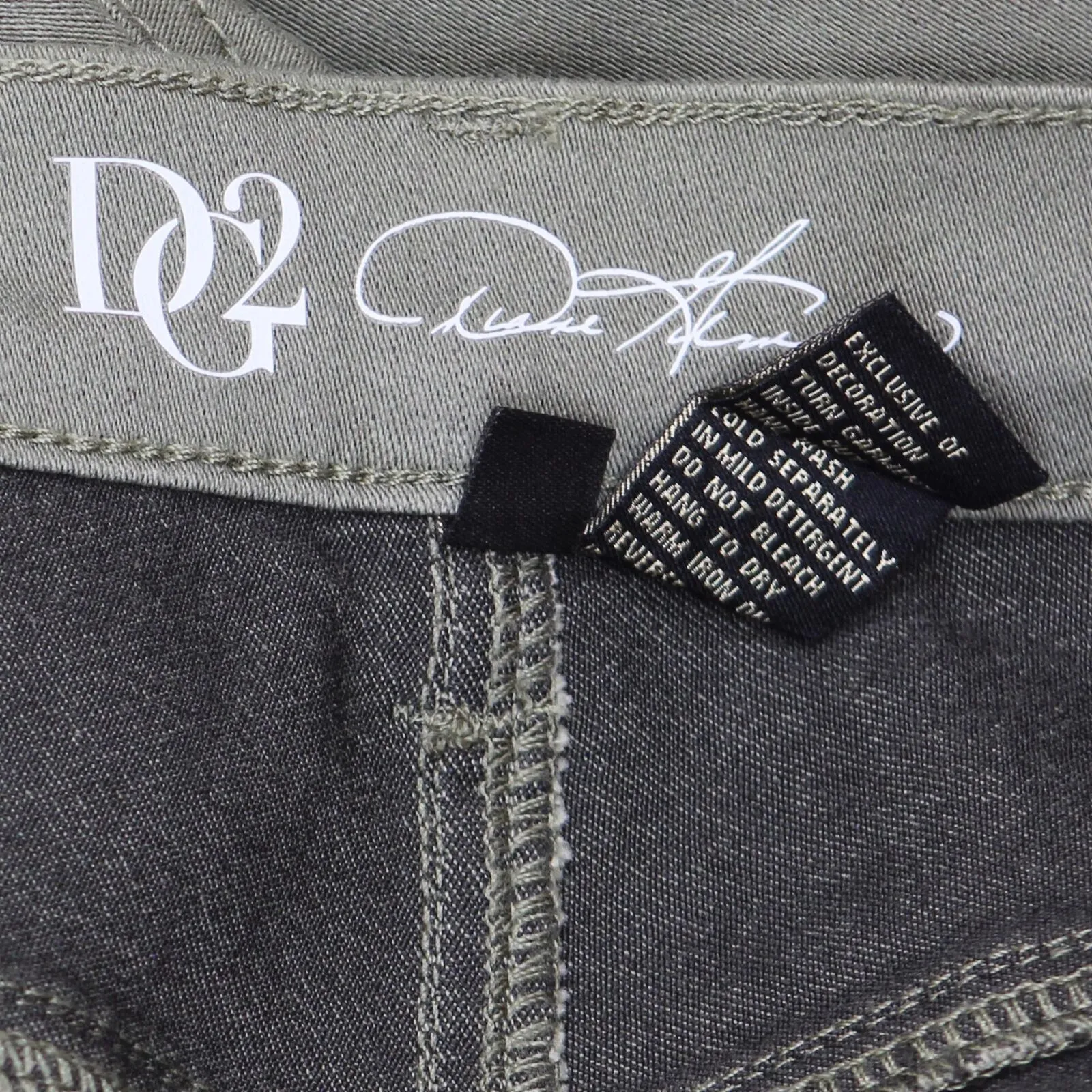DG2 by Diane Gilman Virtual Stretch Metallic Side Stripe Skinny Jeans Olive 14T