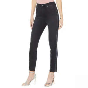 DG2 by Diane Gilman Women's Petite Virtual Stretch Beaded Side Stripe Jeans