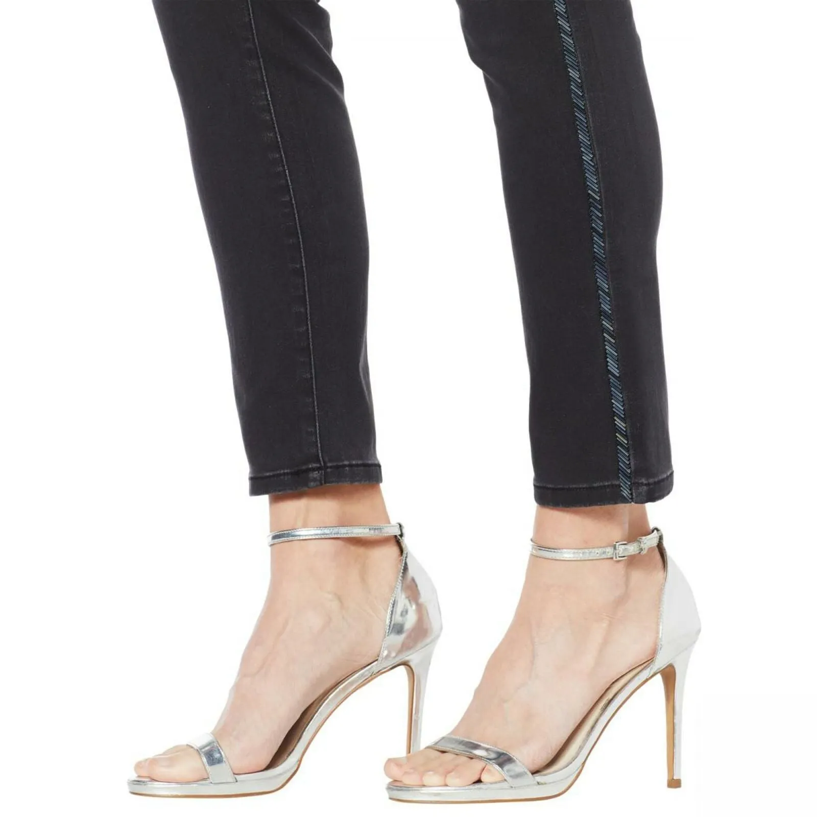 DG2 by Diane Gilman Women's Petite Virtual Stretch Beaded Side Stripe Jeans
