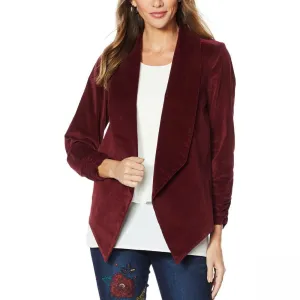 DG2 by Diane Gilman Women's Stretch Velvet Open Front Blazer.