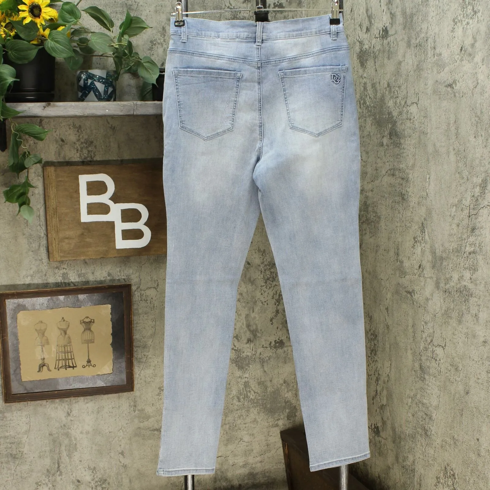 DG2 by Diane Gilman Women's Tall Virtual Stretch Crosshatch Destructed Skinny Jeans