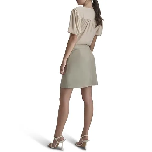 DKNY Women's Knee Length Business Casual Suit Skirt, Light Fatigue/White, 12