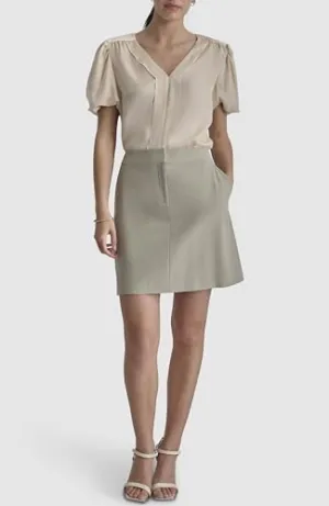 DKNY Women's Knee Length Business Casual Suit Skirt, Light Fatigue/White, 12