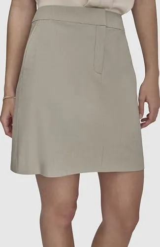 DKNY Women's Knee Length Business Casual Suit Skirt, Light Fatigue/White, 12