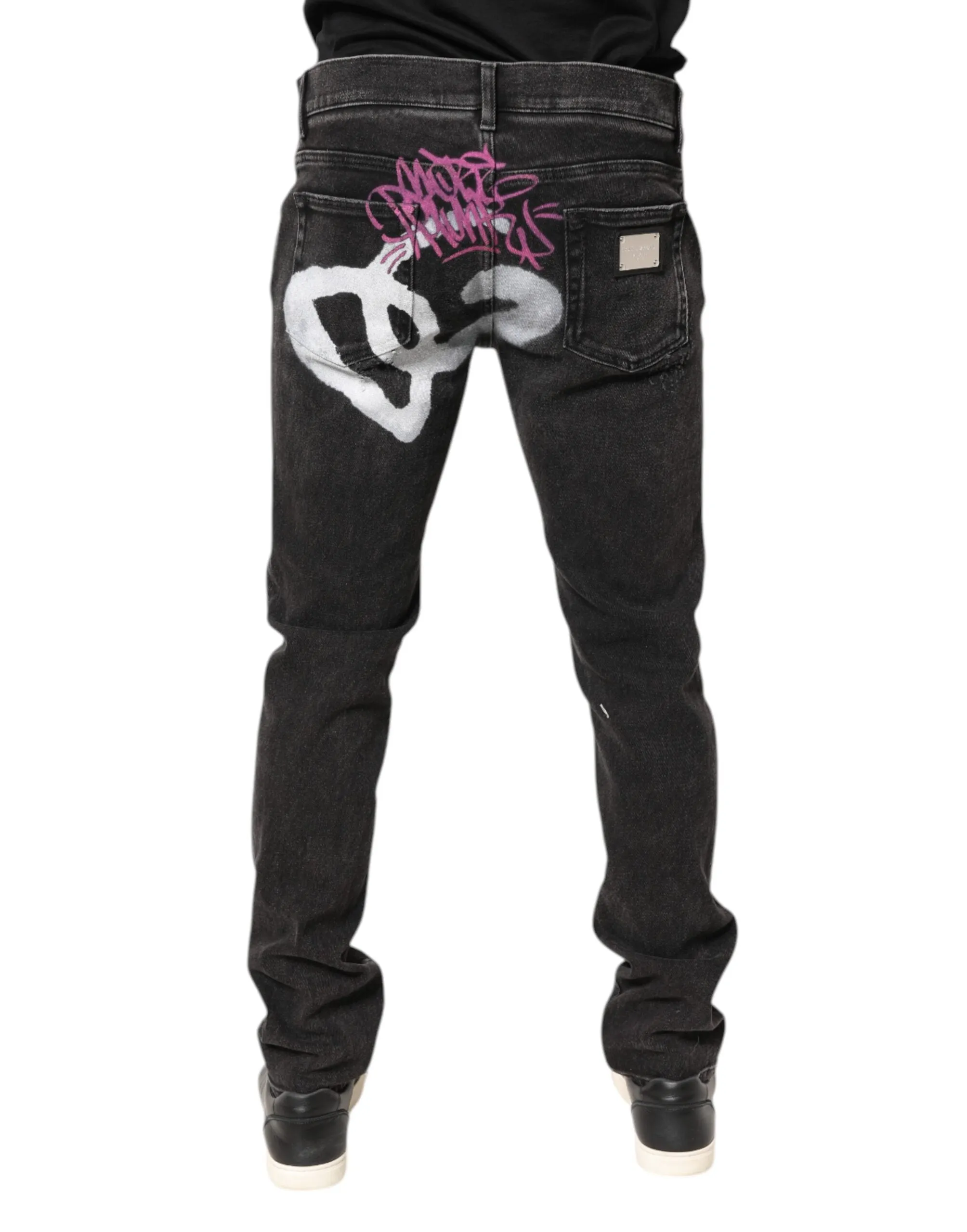 Dolce & Gabbana Gray Washed Cotton Skinny Denim Jeans