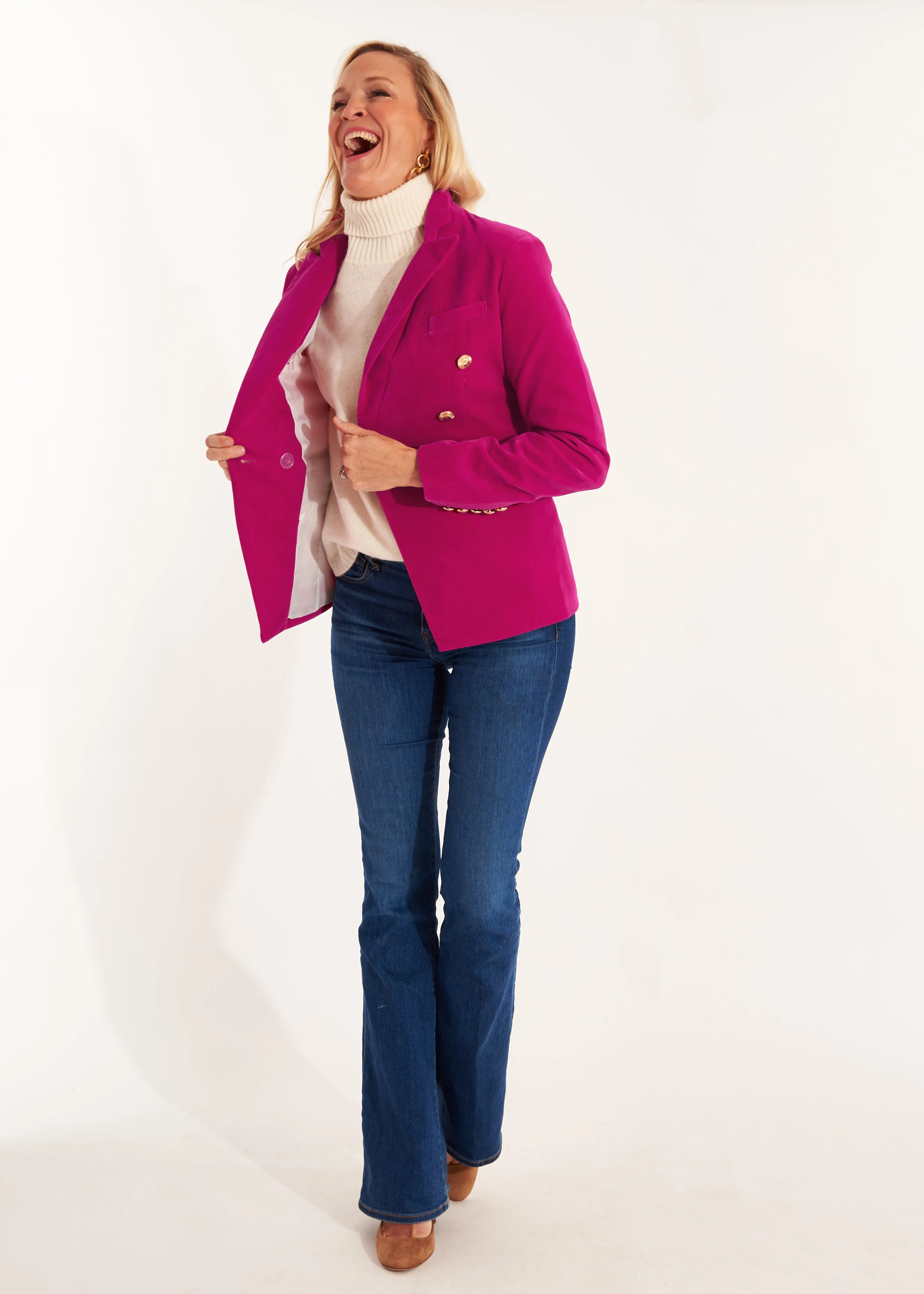 Dolce Cabo Velvet Blazer - Magenta