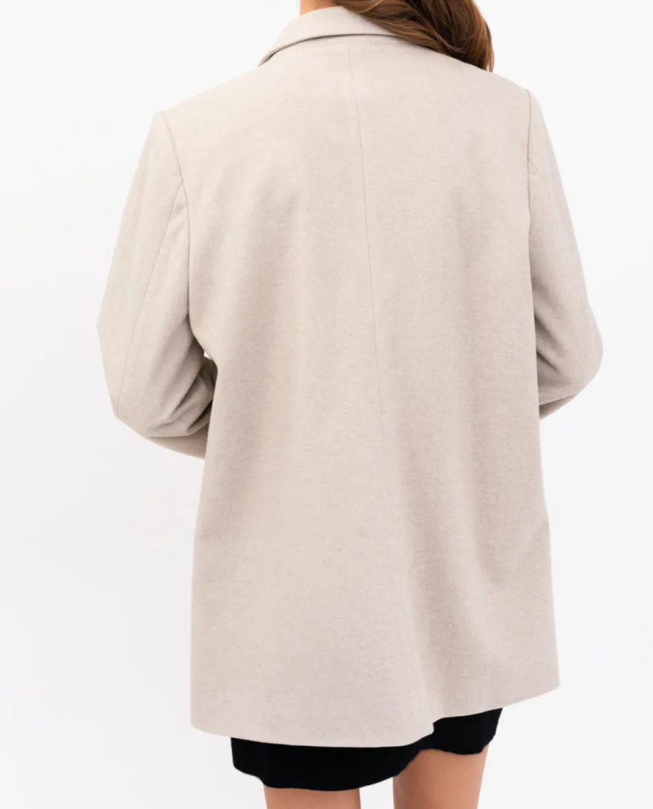 Double Breasted Notch Collar Oversize Blazer Coat