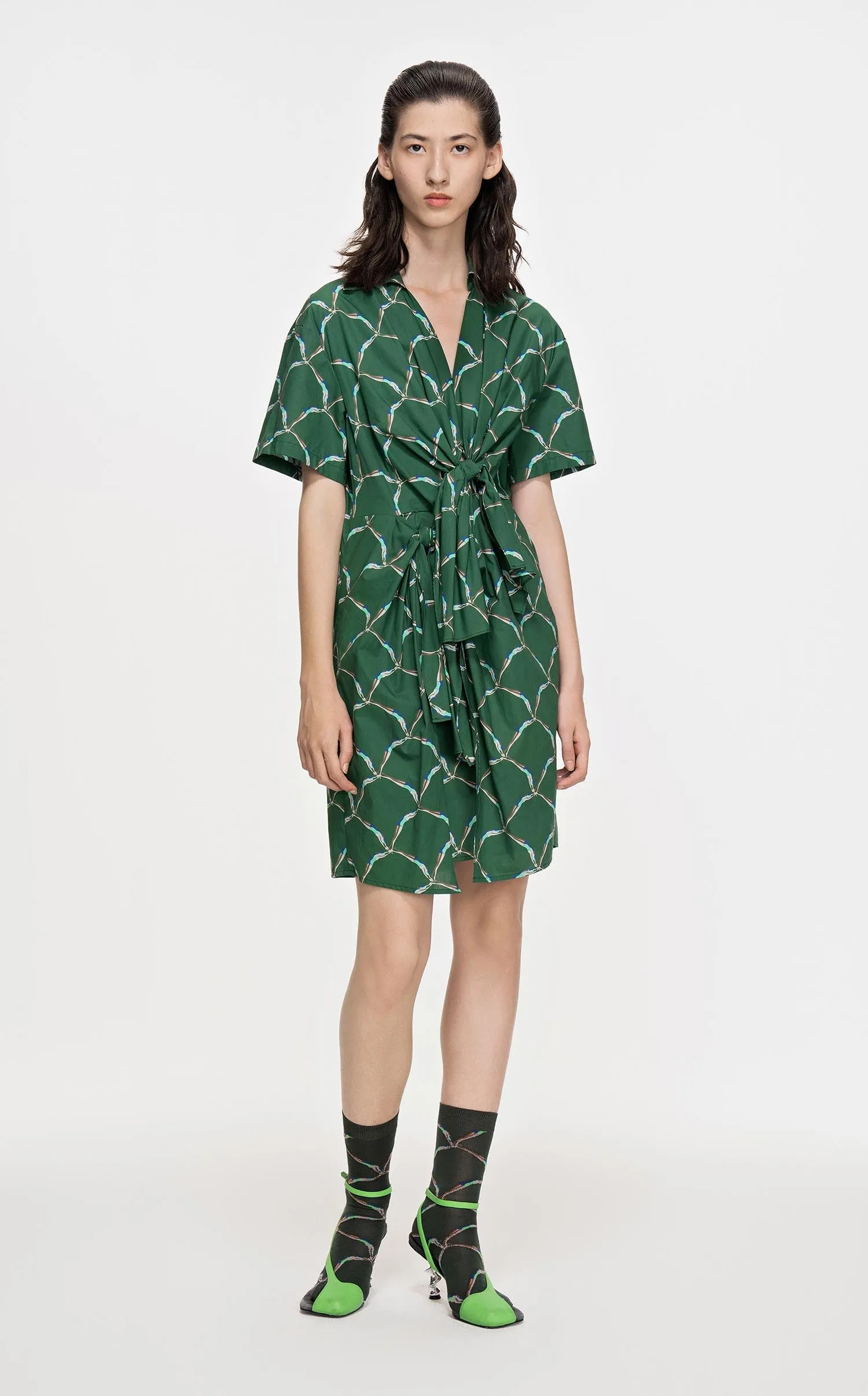 Dresses / JNBY Full Print Short Sleeve Dress (100% Cotton)