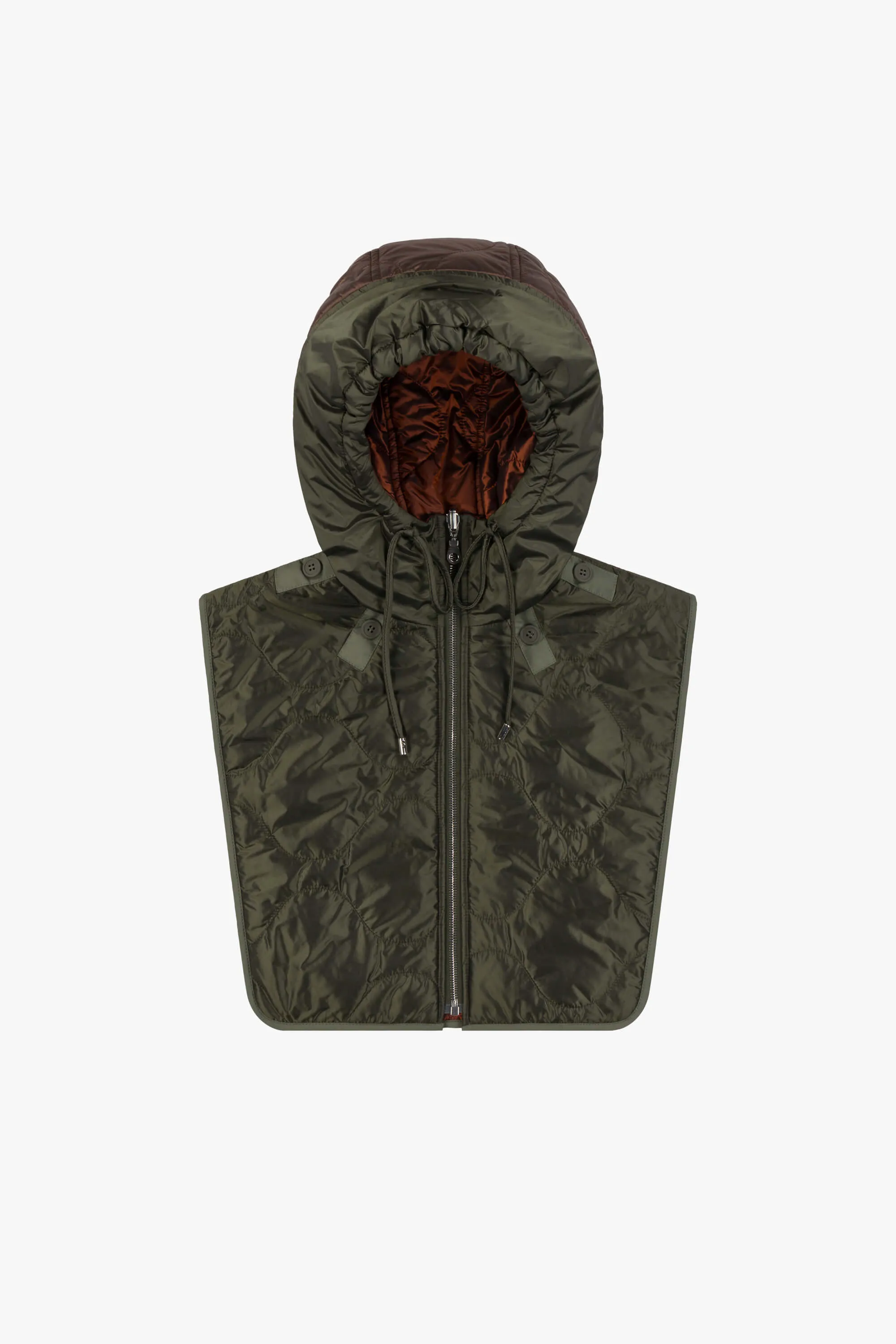 Elements Quilt Zip Hood - Dark Olive / Amber