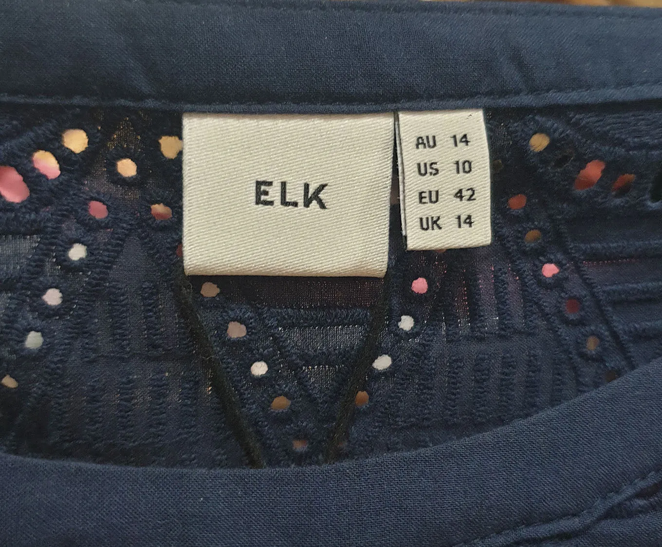 Elk navy cotton dress size 14