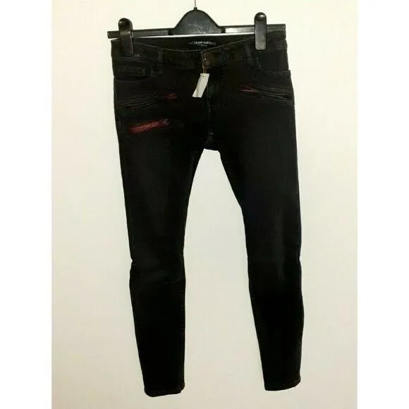 Etienne Marcel Jeans Black Moto Skinny Jeans Size 24