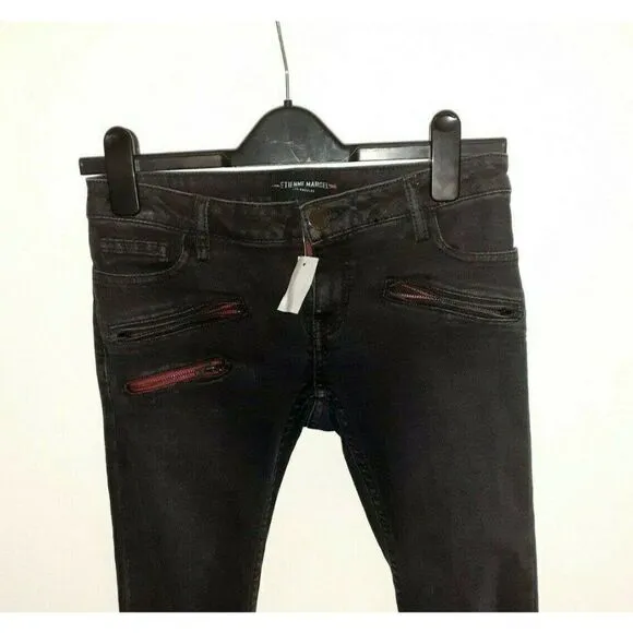 Etienne Marcel Jeans Black Moto Skinny Jeans Size 24