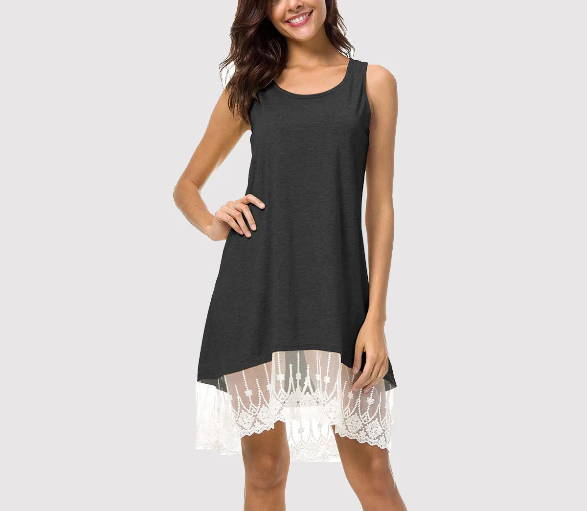 Explosion Models Sleeveless Lace Large Swing Skirt