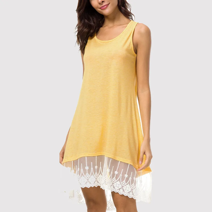 Explosion Models Sleeveless Lace Large Swing Skirt