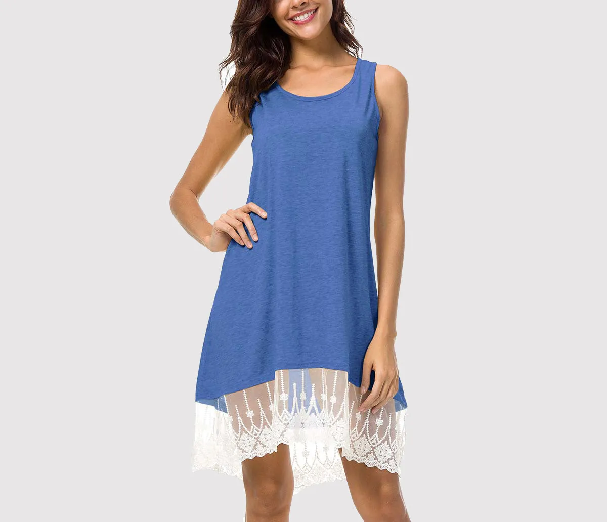 Explosion Models Sleeveless Lace Large Swing Skirt