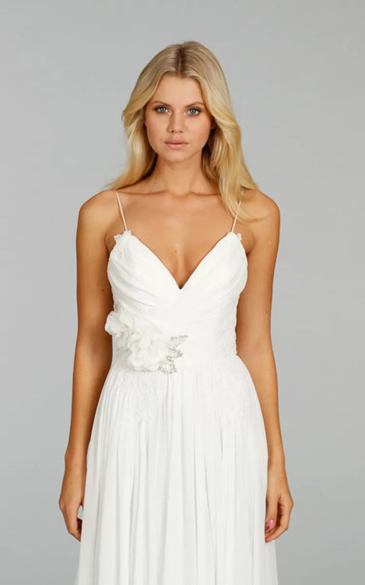 Fantastic Spaghetti Strap A-line Dress With Jeweled Flower-702356
