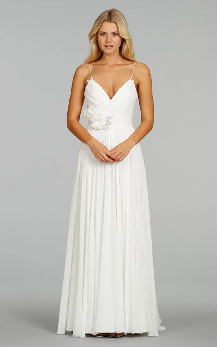 Fantastic Spaghetti Strap A-line Dress With Jeweled Flower-702356