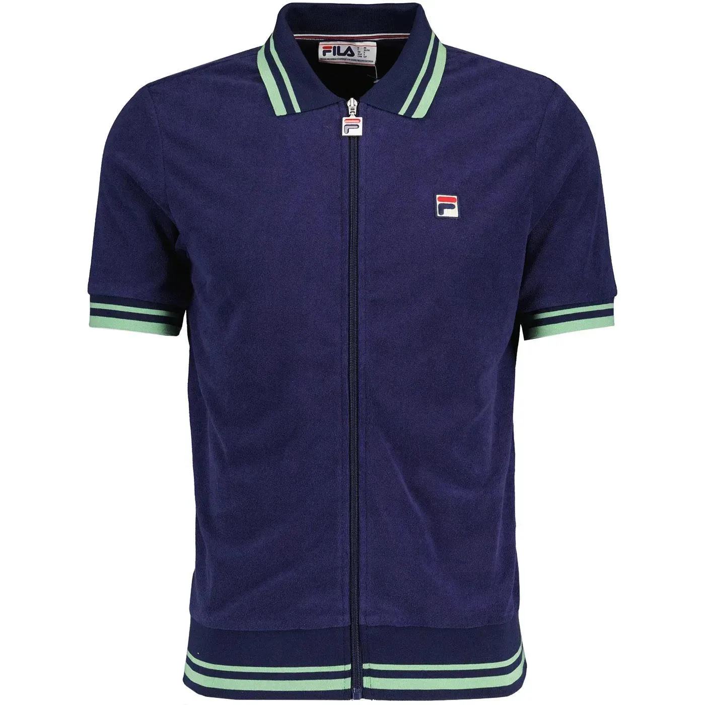 Fila Terrance Short Sleeve Towelling Track Top In Navy