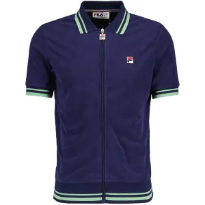 Fila Terrance Short Sleeve Towelling Track Top In Navy
