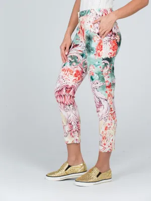 Floral Printed Cropped Skinny Jeans