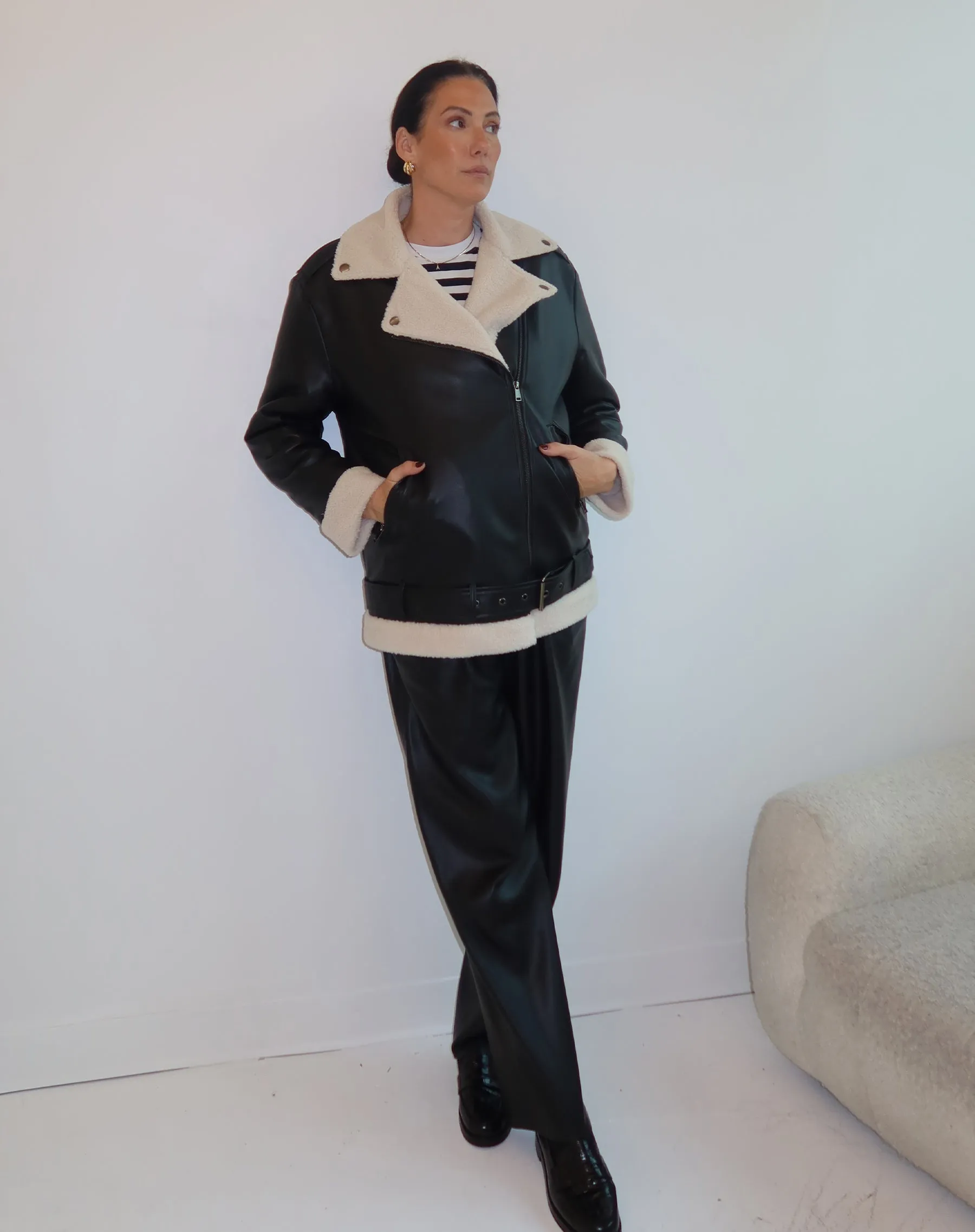 Florence Shearling Vegan Leather Jacket