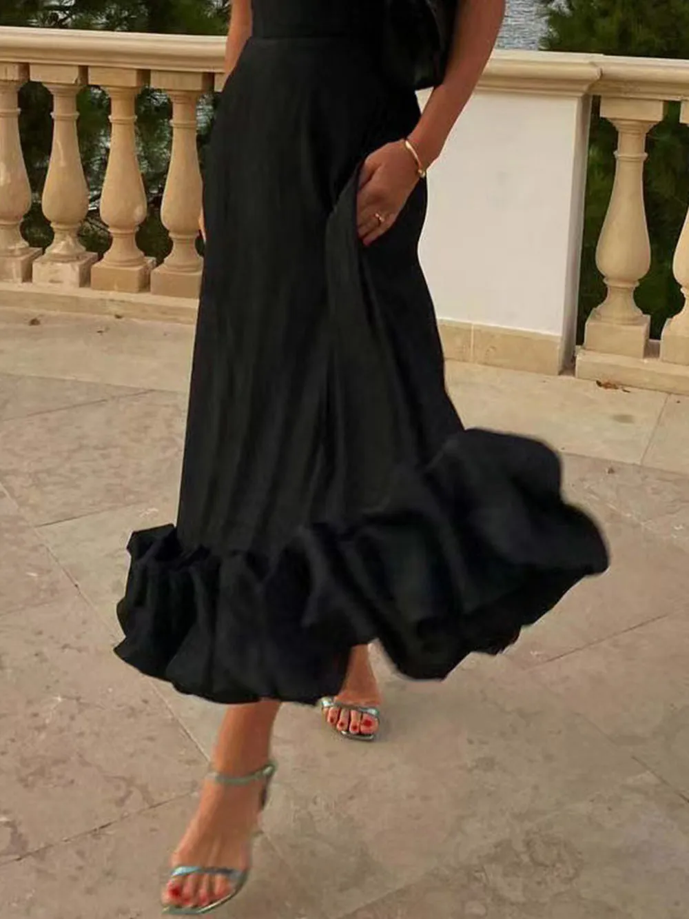 Flounce Bustier Midi Dress-unitmotor™