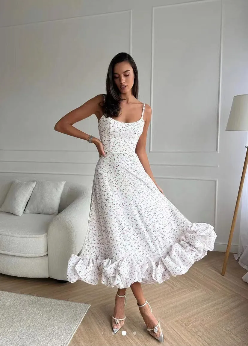 Flounce Bustier Midi Dress-unitmotor™