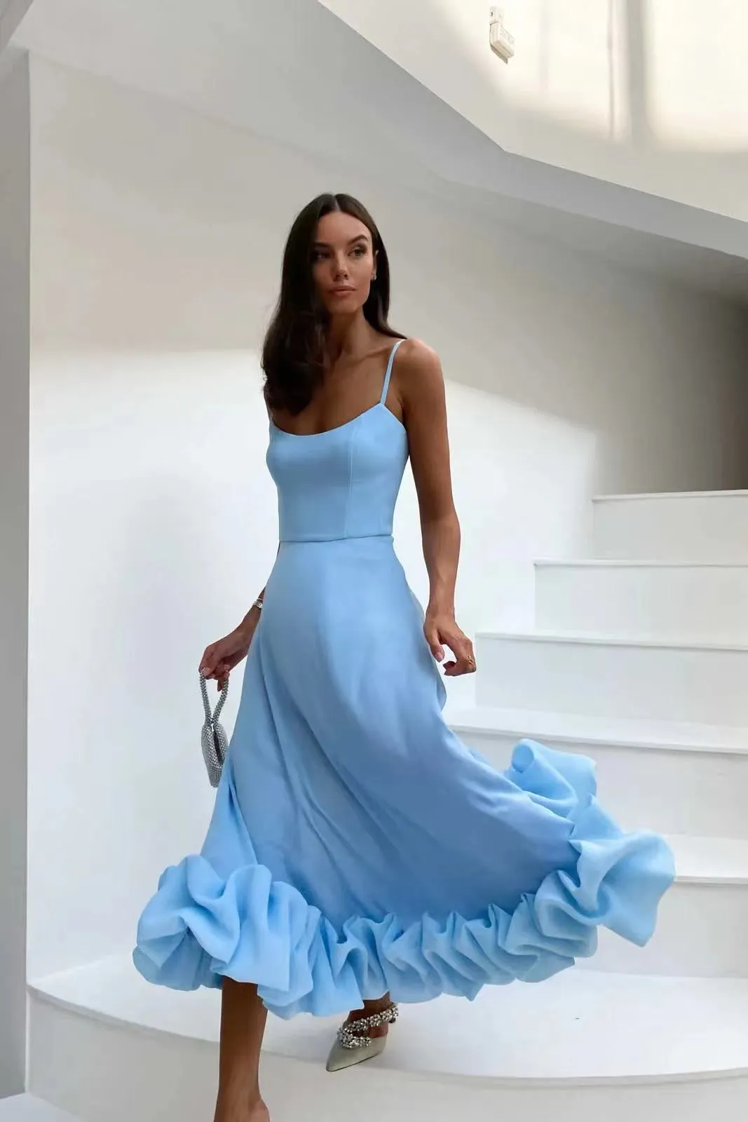 Flounce Bustier Midi Dress-unitmotor™