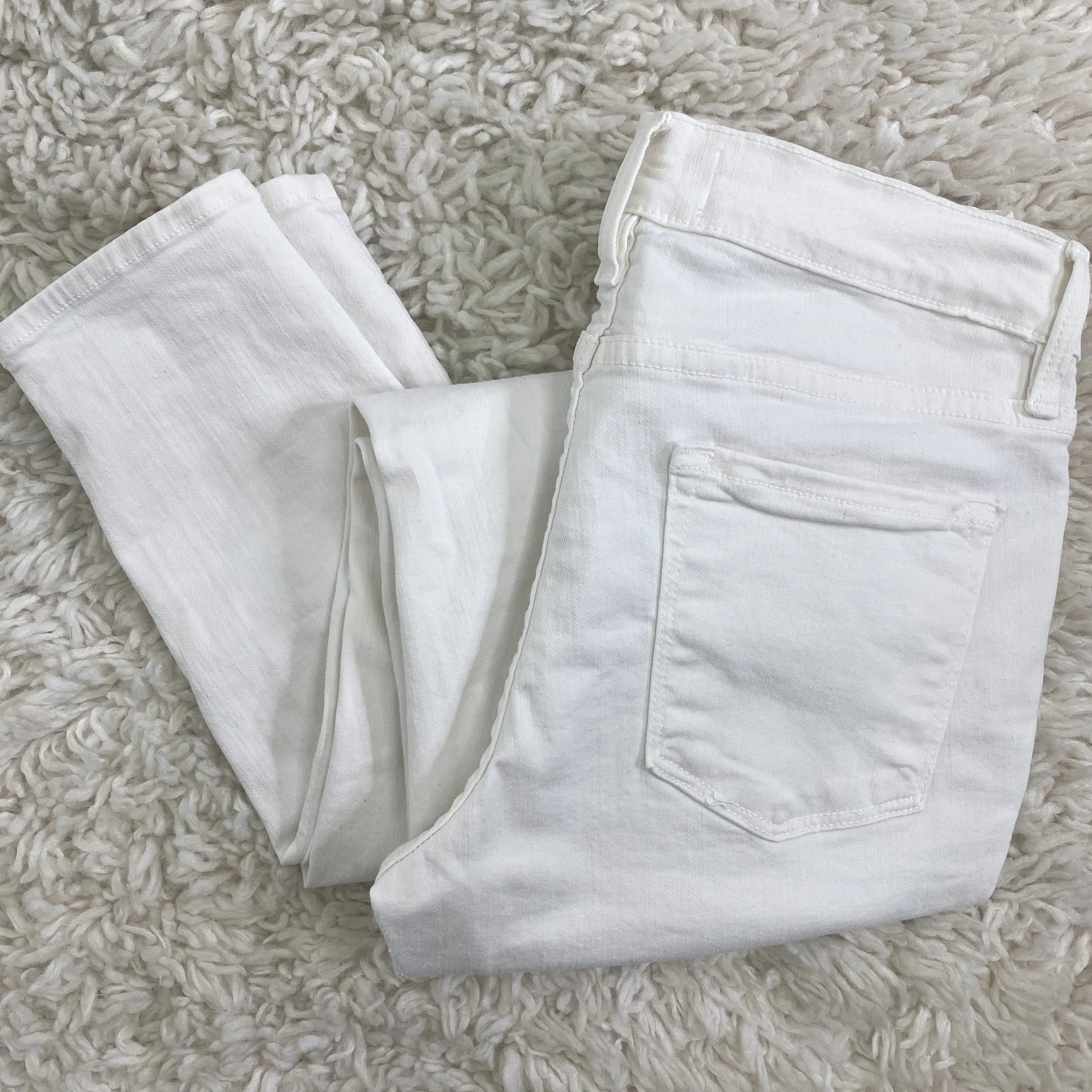 Frame Denim Le Skinny de Jeanne White Distressed Skinny Stretch Jeans Retail $200