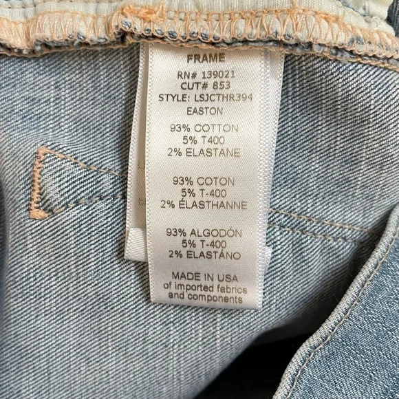 Frame Le Skinny De Jeanne Crop Raw Hem Jeans Size 25